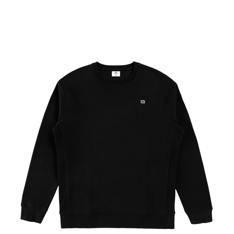 Black Organic Cotton Crewneck Front View