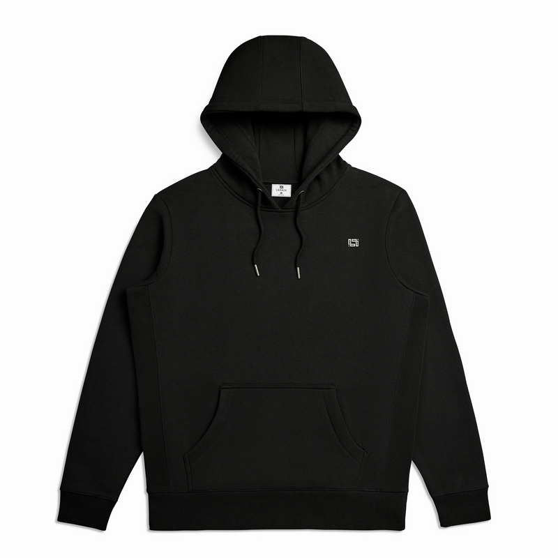 Black Organic Cotton Hoodie Front view