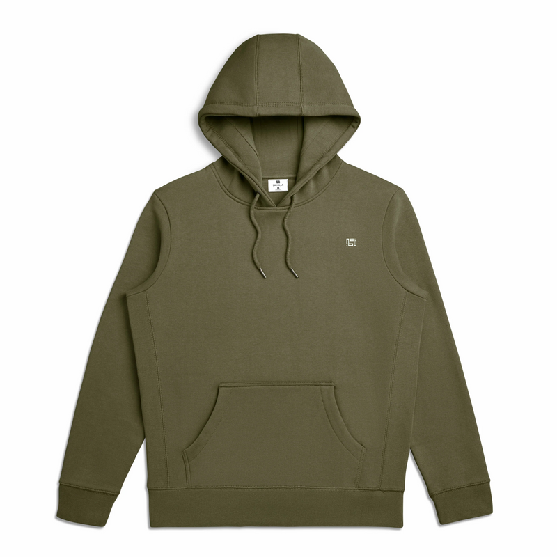 Military Olive Organic Cotton Hoodie Front view