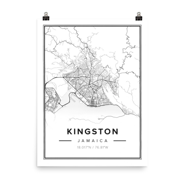 KINGSTON JAMAICA MAP Poster