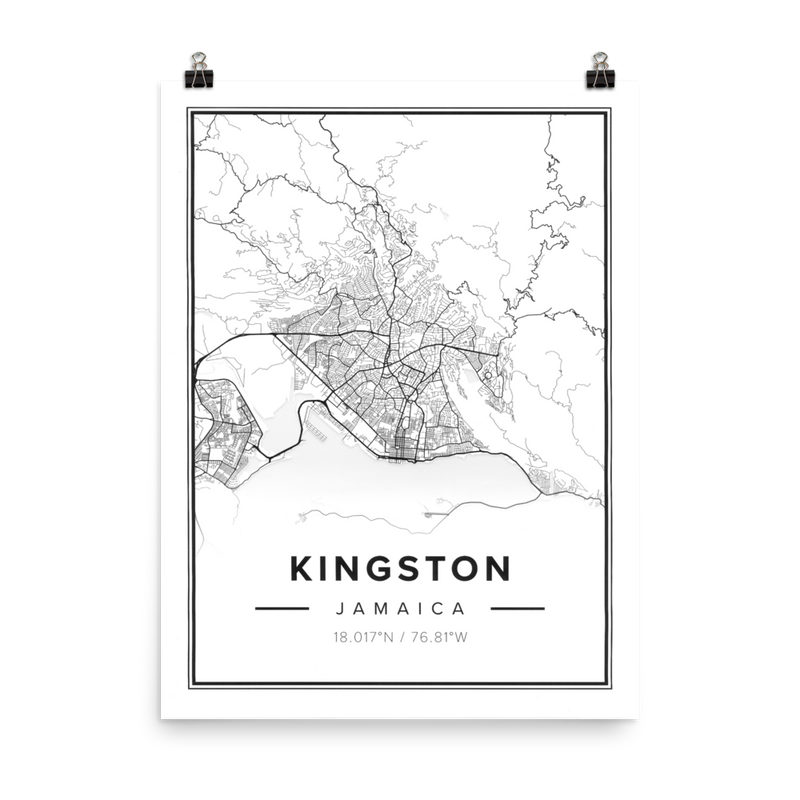 KINGSTON JAMAICA MAP Poster