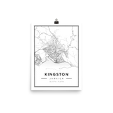 KINGSTON JAMAICA MAP Poster Wall