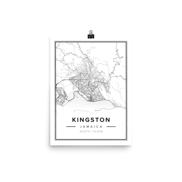 KINGSTON JAMAICA MAP Poster Wall