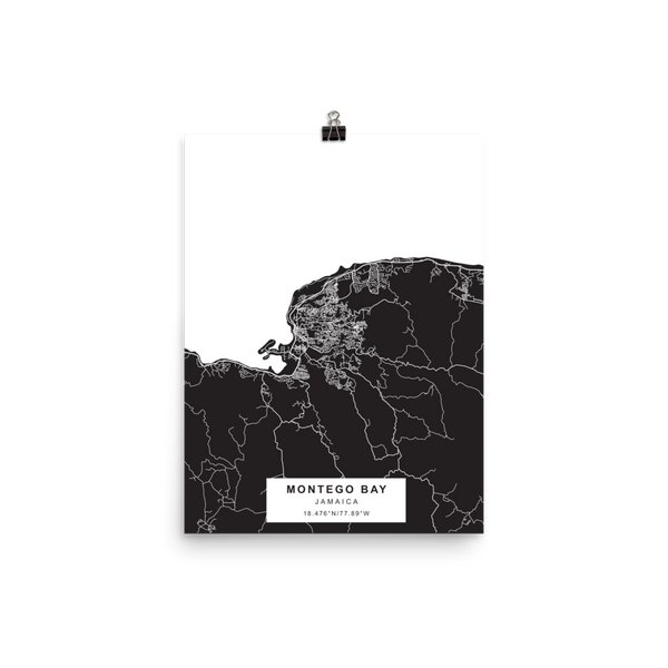 MONTEGO BAY JAMAICA MAP Poster