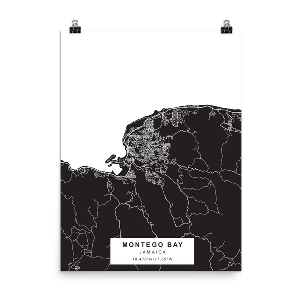MONTEGO BAY JAMAICA MAP Poster