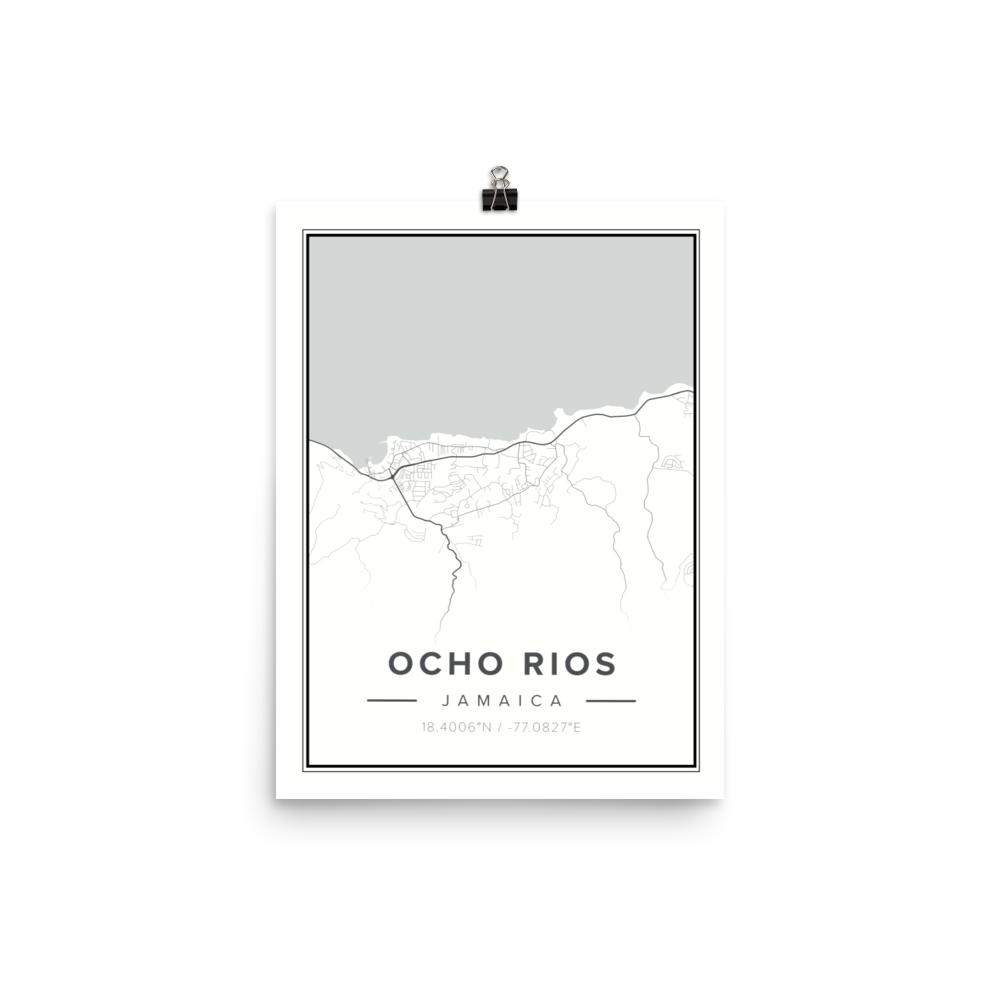 Ochio Rios Map OCHO RIOS MAP Poster – LAHAJA