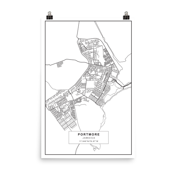 PORTMORE JAMAICA MAP Poster