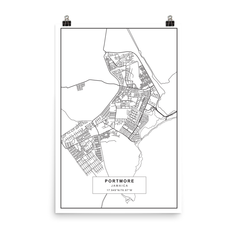 PORTMORE JAMAICA MAP Poster