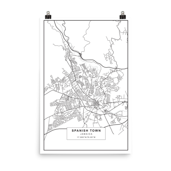 SPANISH TOWN JAMAICA MAP Poster