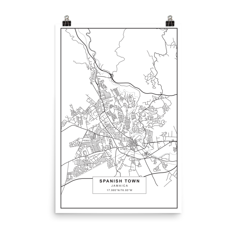 SPANISH TOWN JAMAICA MAP Poster