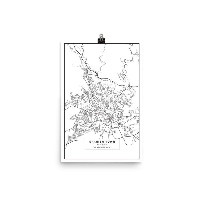 SPANISH TOWN JAMAICA MAP Poster